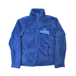Patagonia Retool Channel Blue Fleece Full Zip Snap T Jacket Womens Medium M
